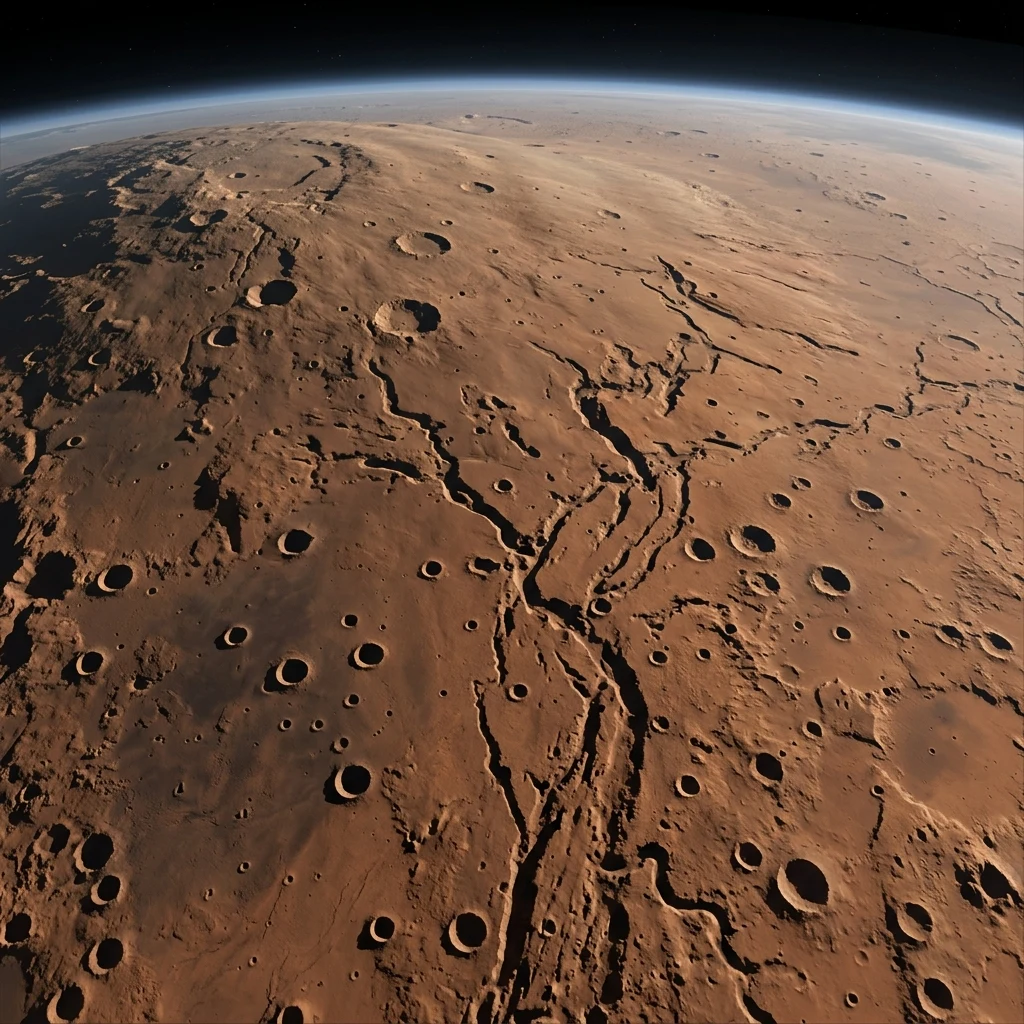 Craters and trenches on the Martian surface