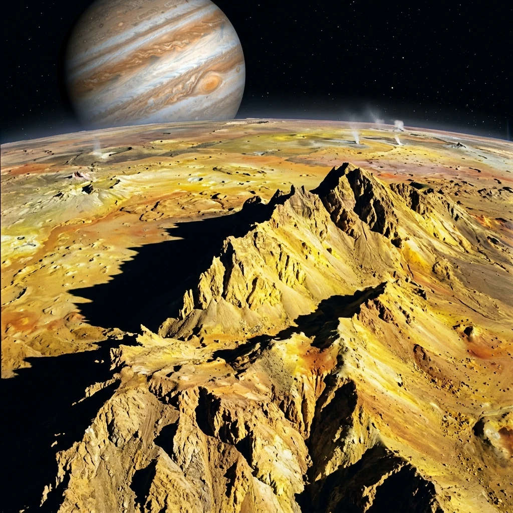 Mountain range on a distant moon