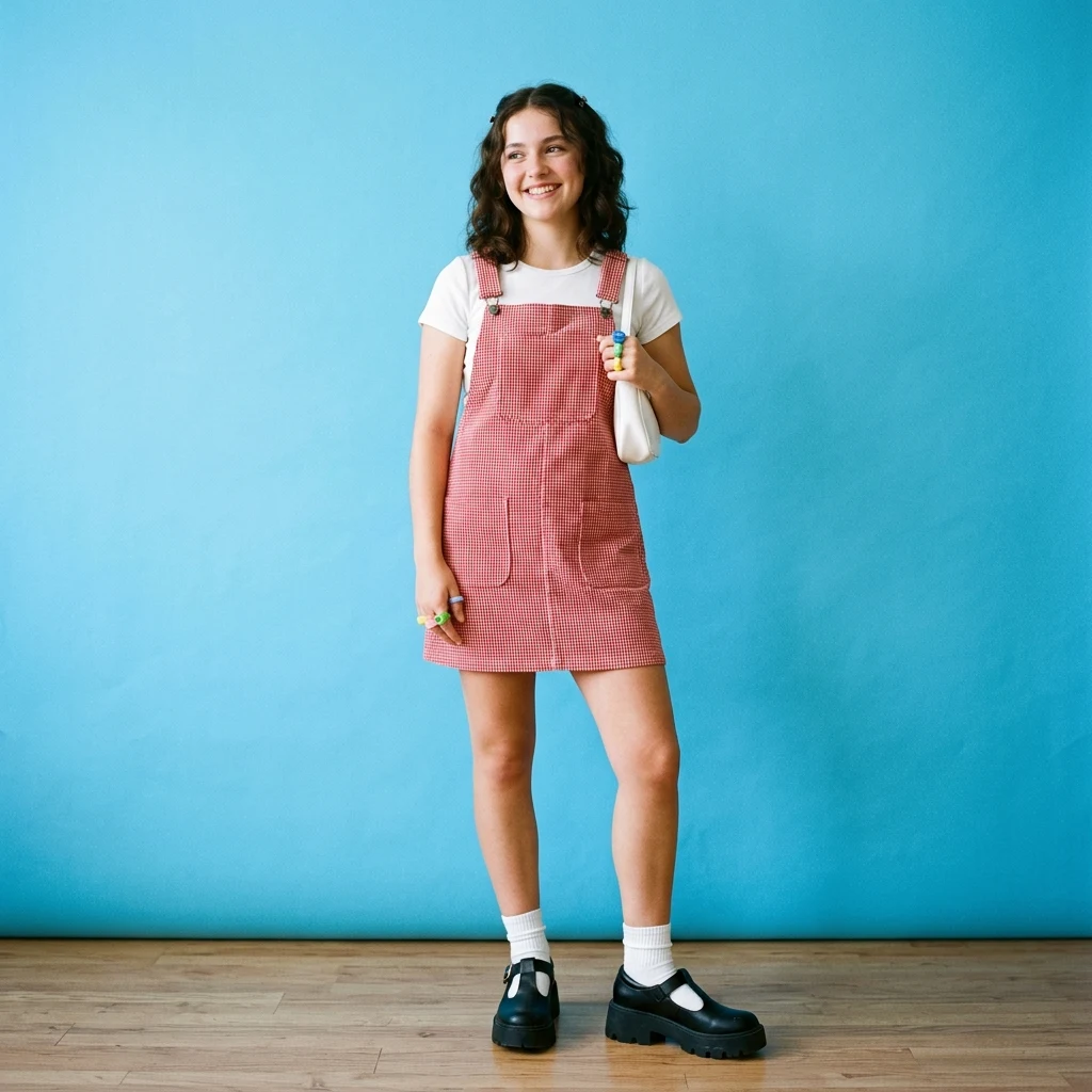 Playful studio portrait with colorful accessories