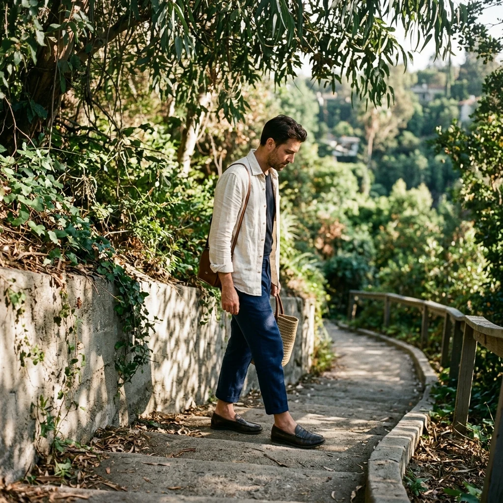 A man in a linen overshirt