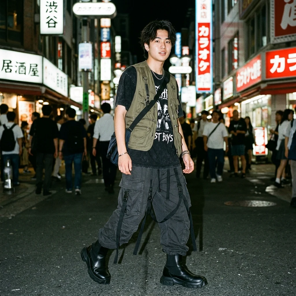 Walking through a busy city street