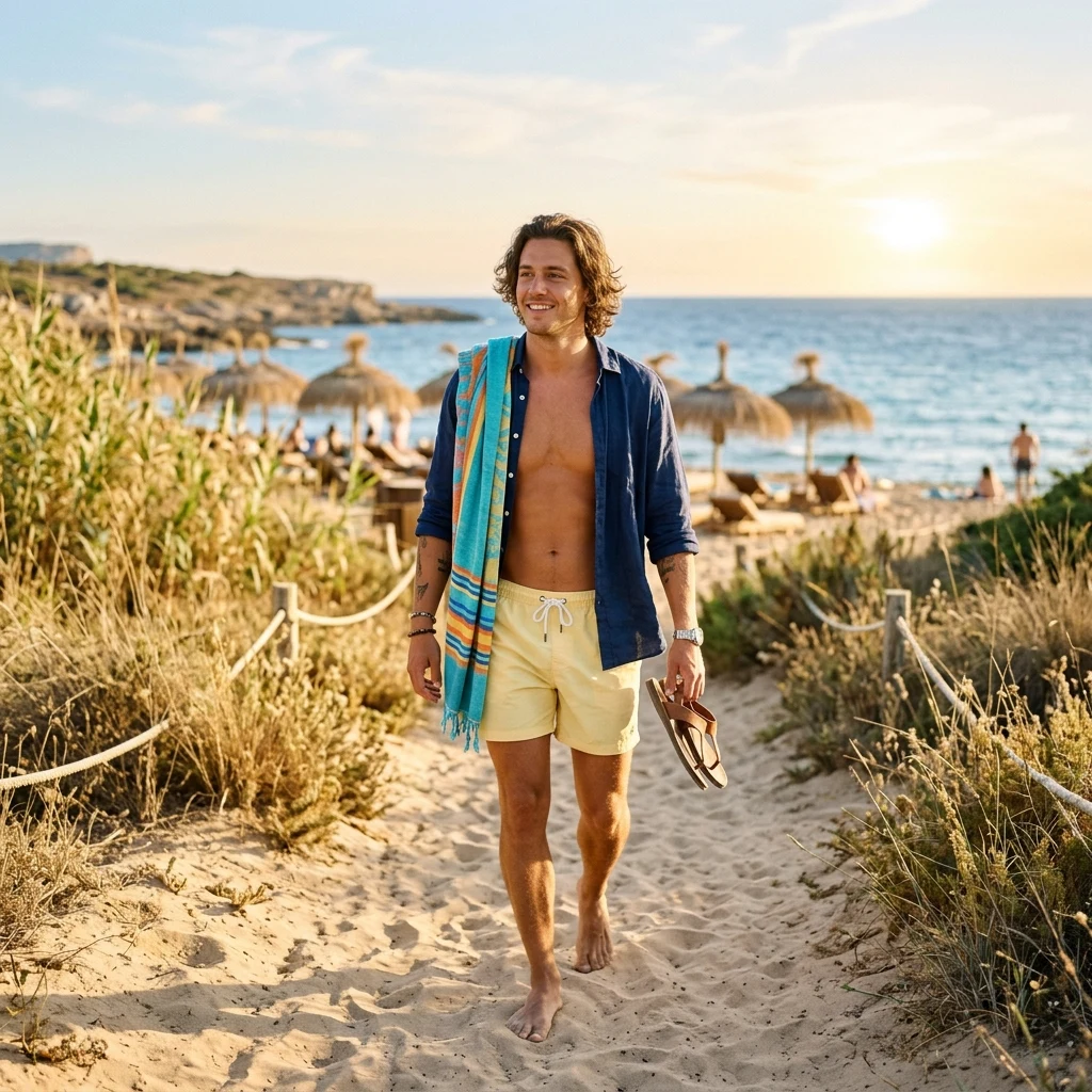 Leisurely walk on a sandy path