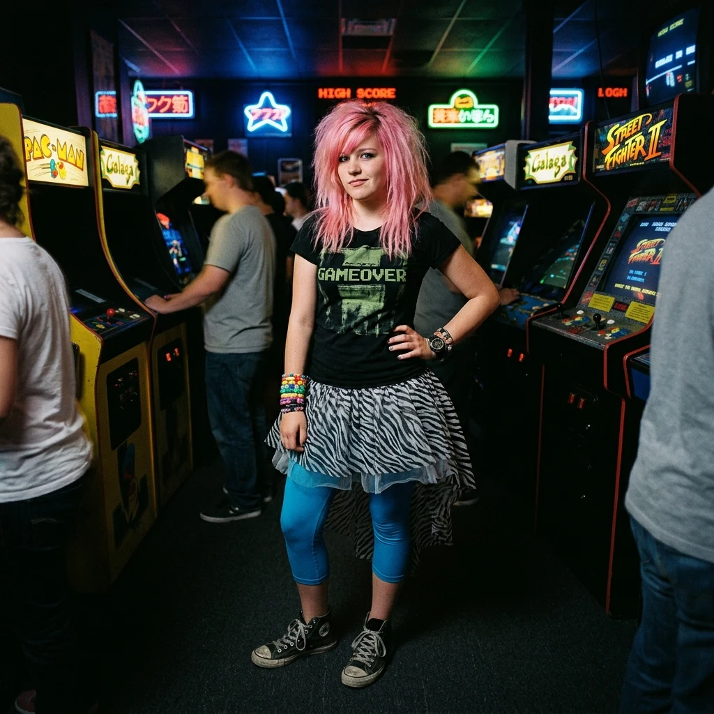Colorful scene style with neon accessories