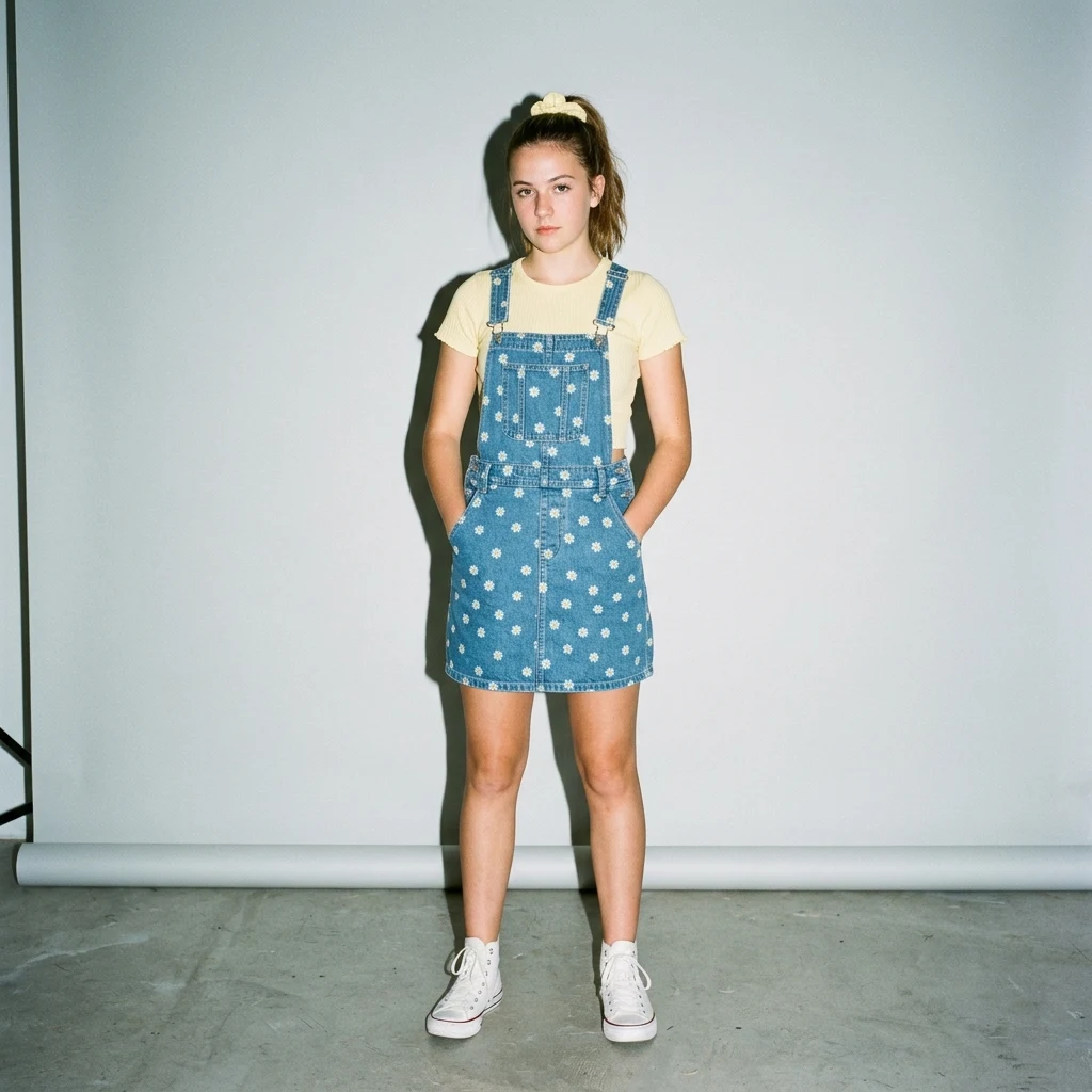 Summer outfit in a studio setting