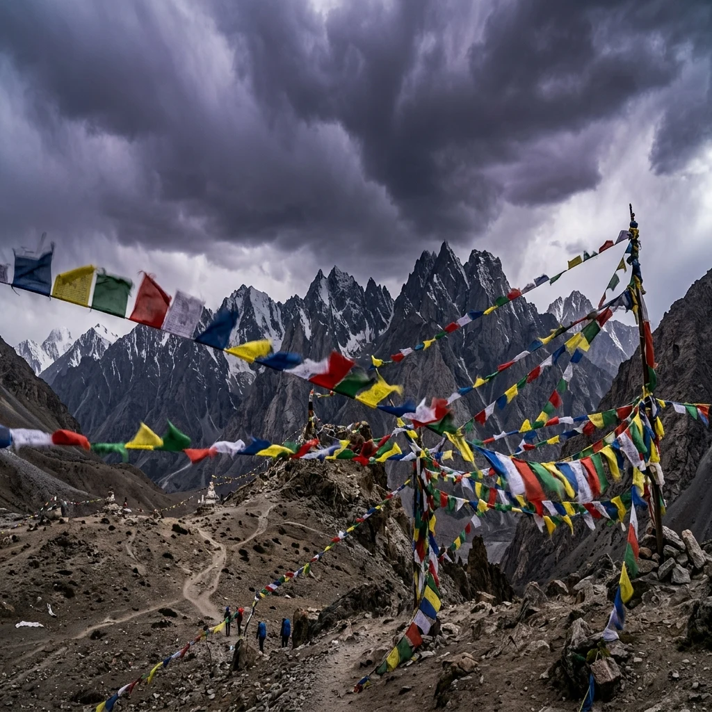 Panoramic landscape of a high-altitude Himalayan pass