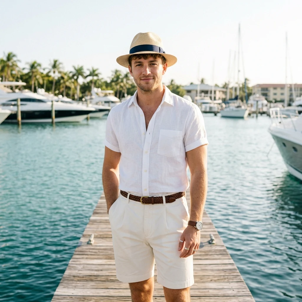 Summer style on a sunny marina pier