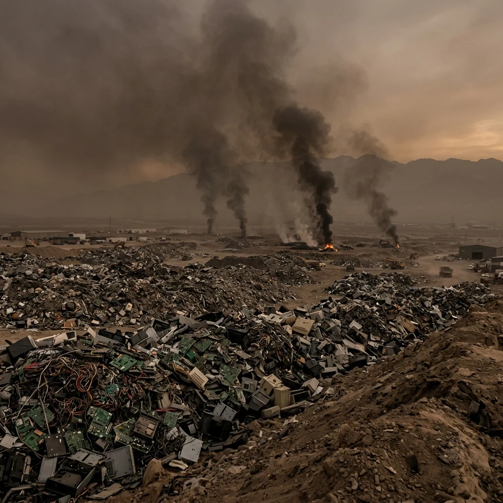 Industrial landscape under a thick smog haze