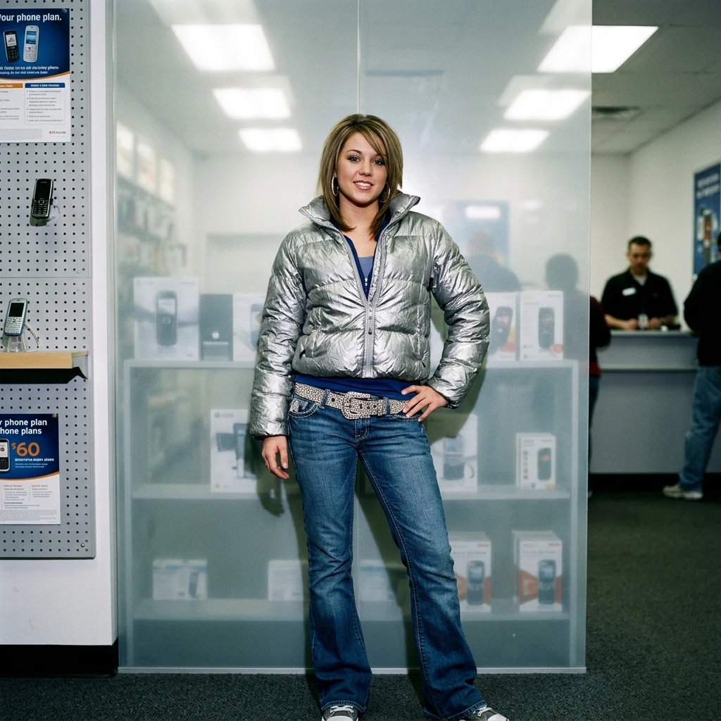 Metallic jacket in a bright store
