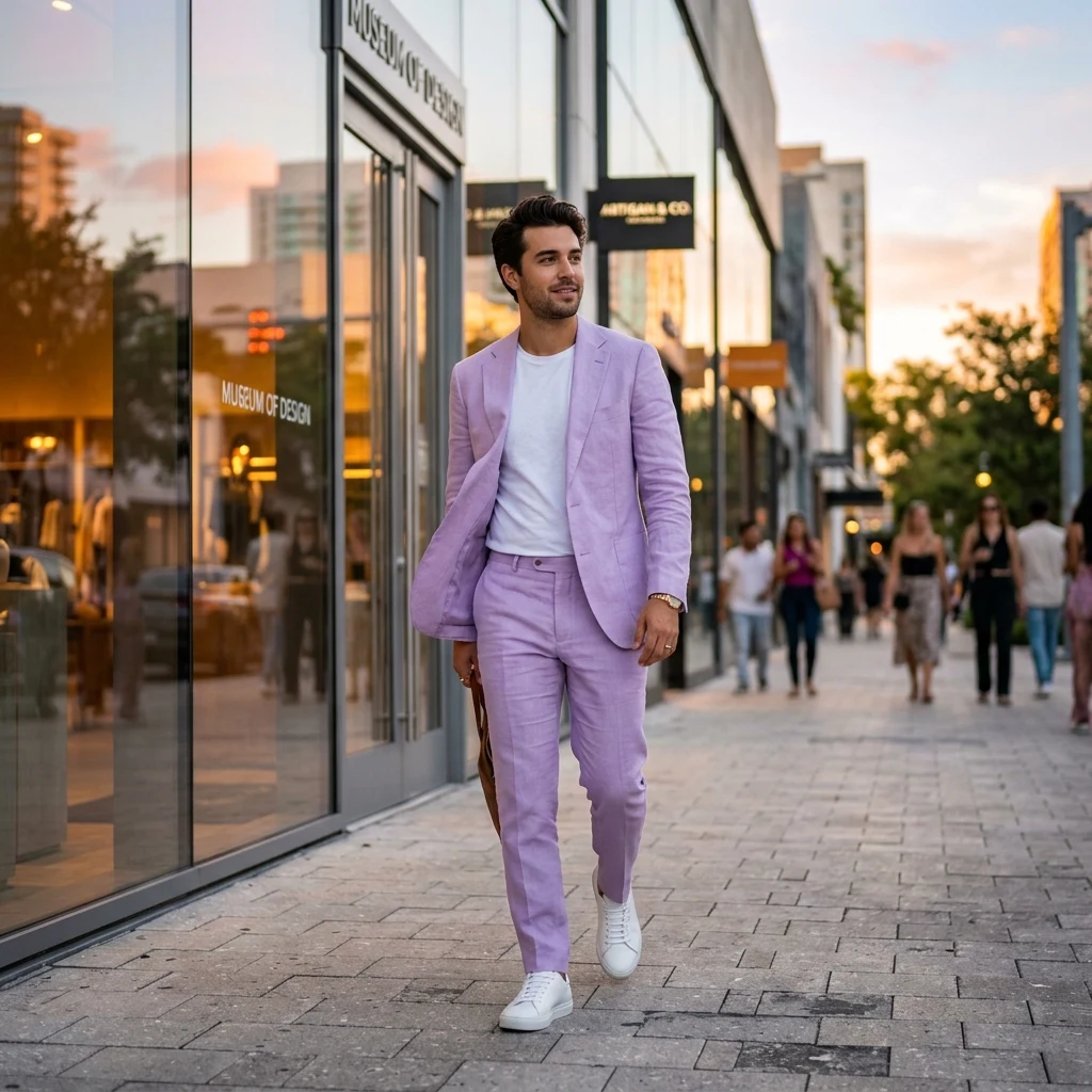 Stylish person walking in a city