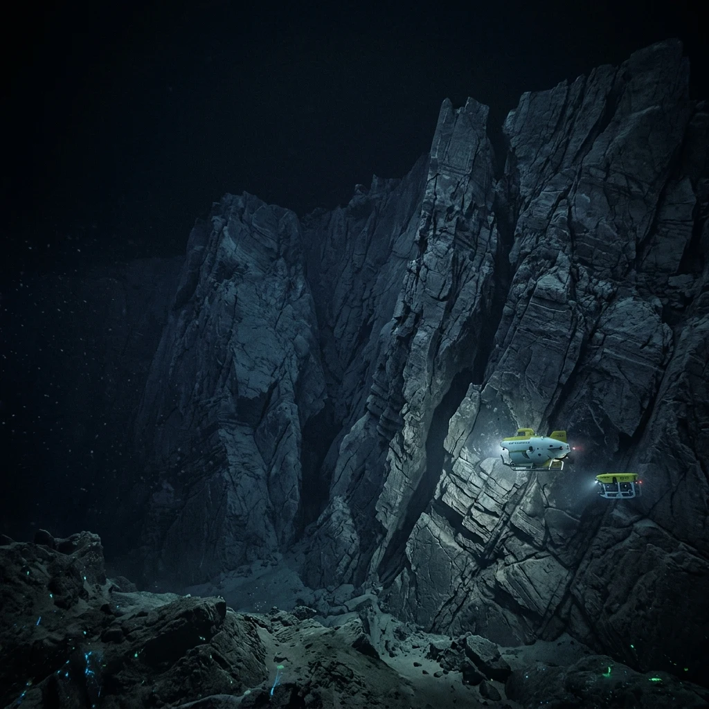 Deep ocean cliff under the sea