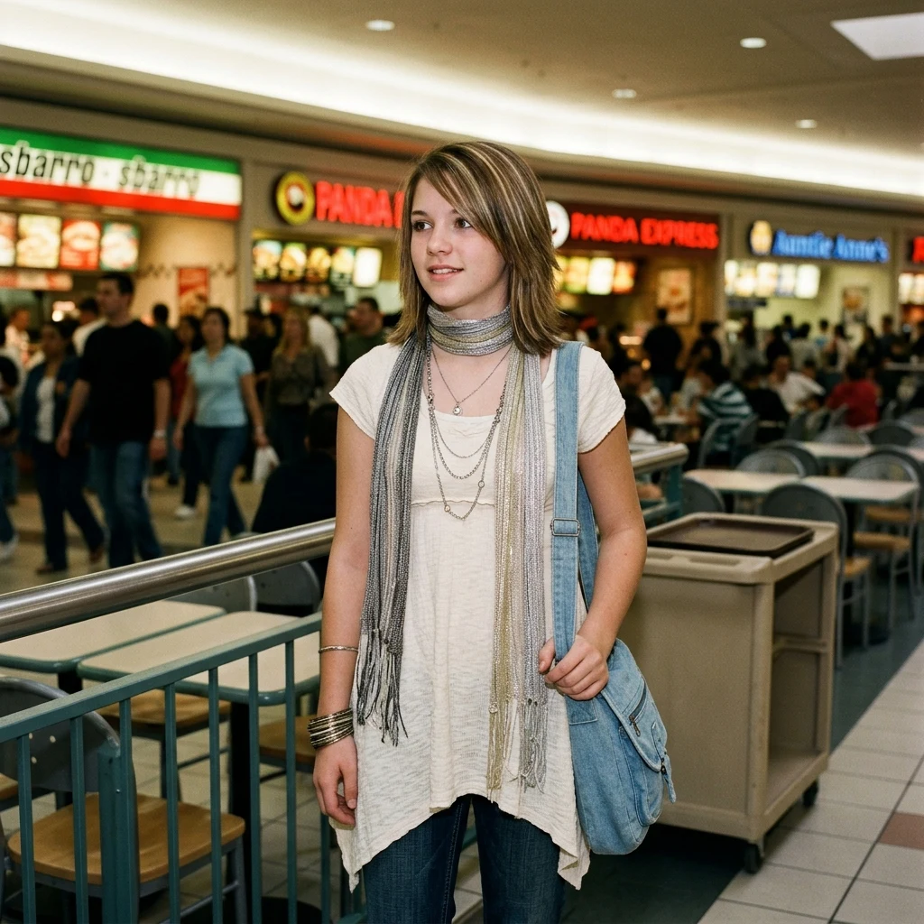 Casual style in a busy shopping mall