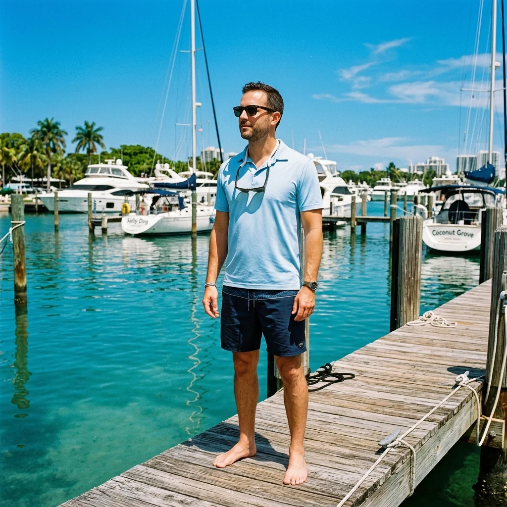 Person relaxing on a sunny marina dock