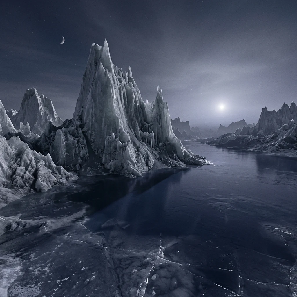 A scientific graphic detailing how icebergs of lighter water-ice float in denser frozen…