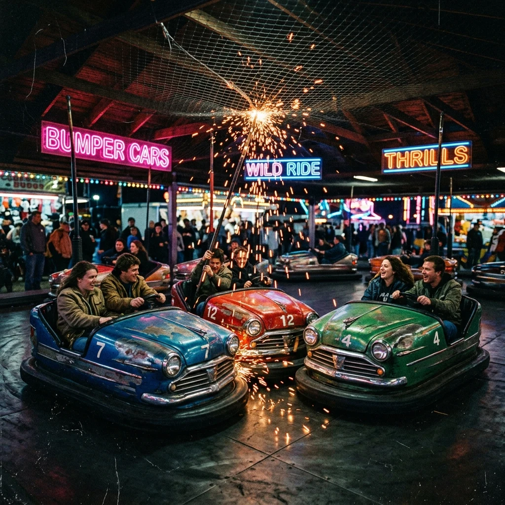 A night carnival bumper car pavilion