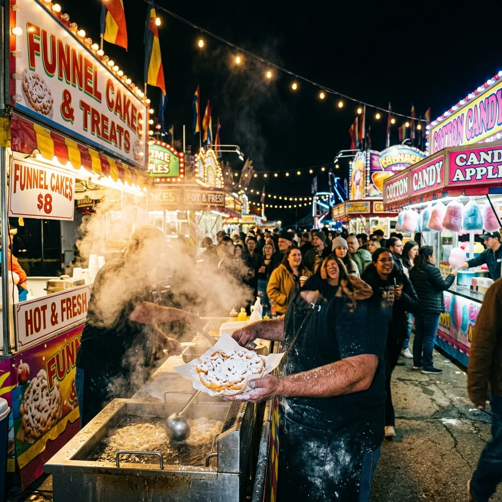 A night carnival food alley