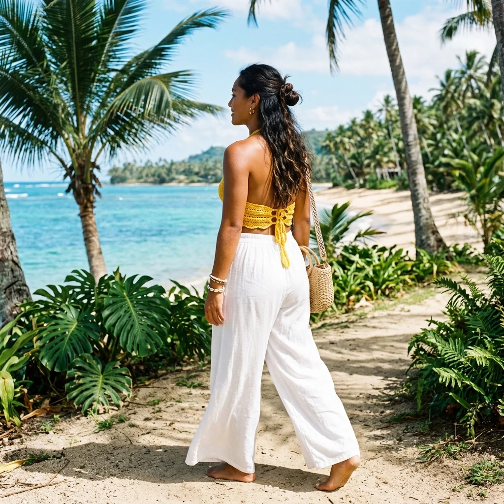 Stroll along a tropical coastal path
