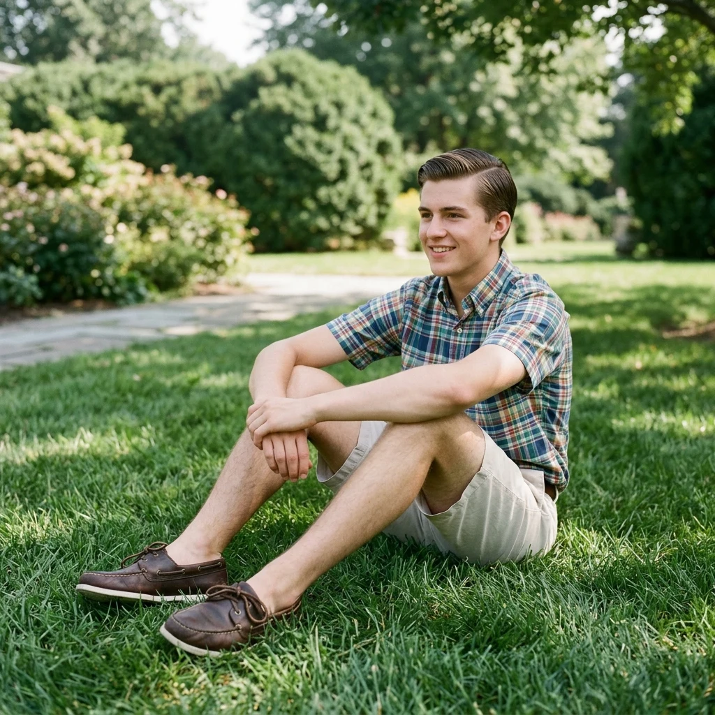 Person relaxing on a green lawn