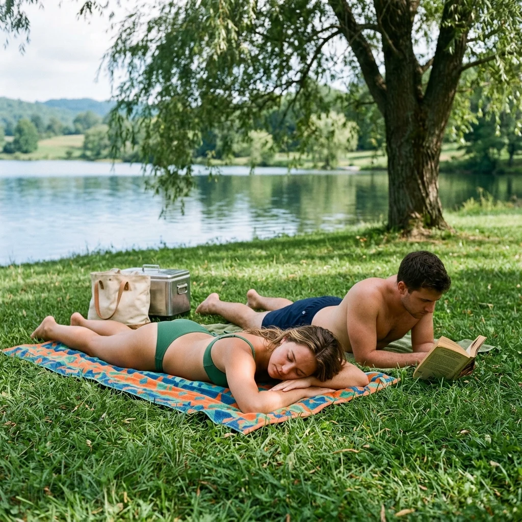 Relaxing afternoon by the lake
