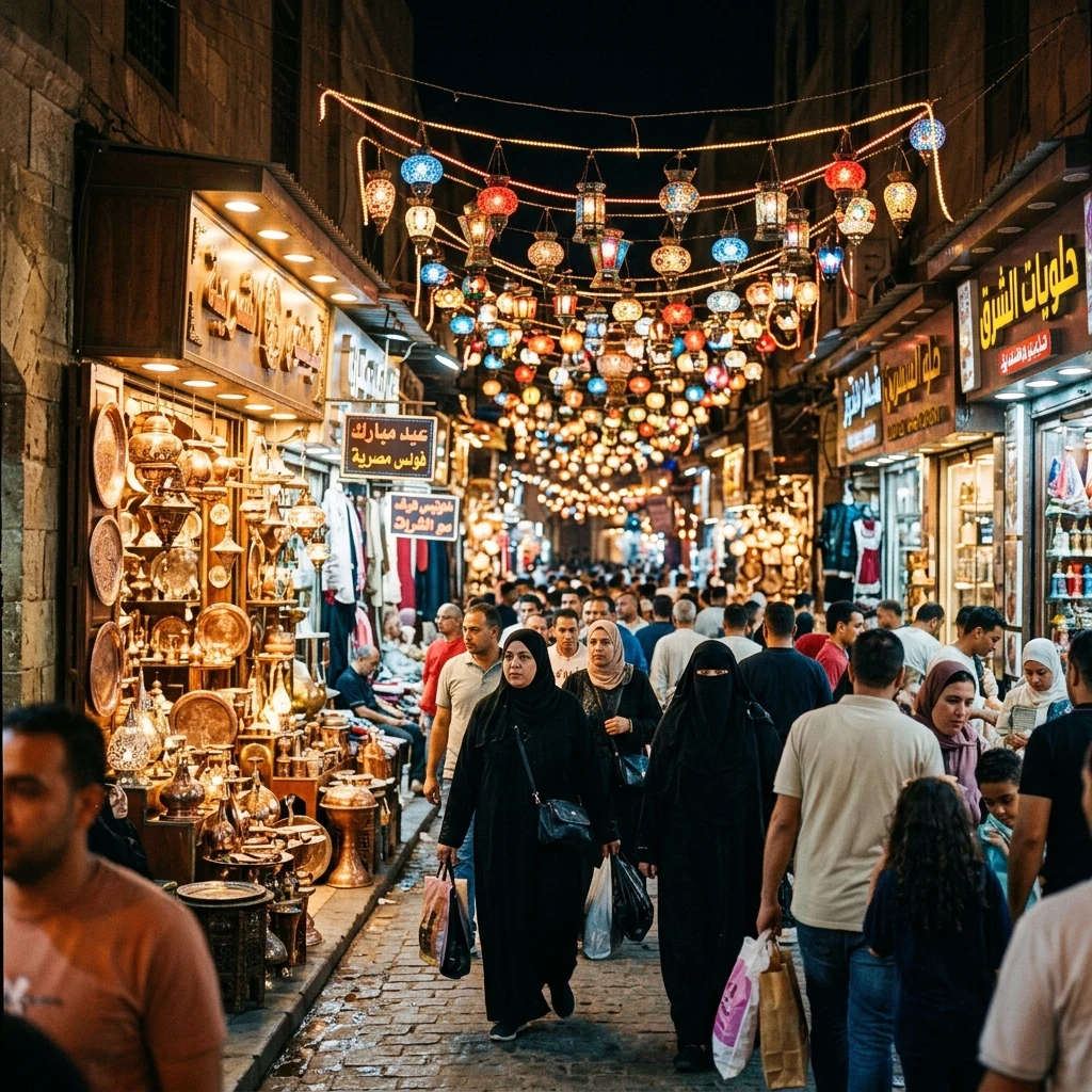 A traditional Eid night market in Old Cairo