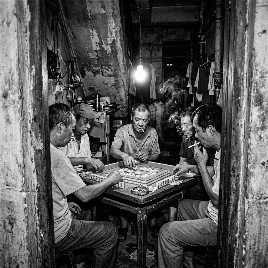 Friends playing a game in a dim room