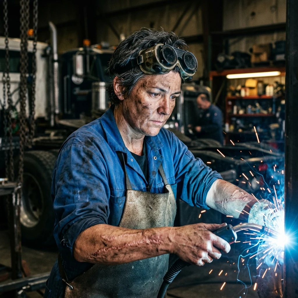 Mechanic working with a welding torch