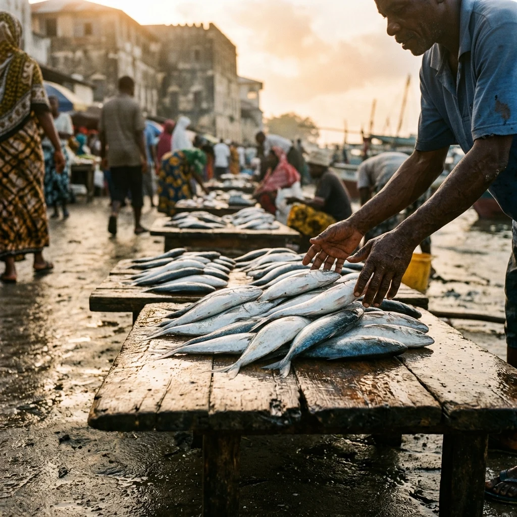 A fish market in Stone Town