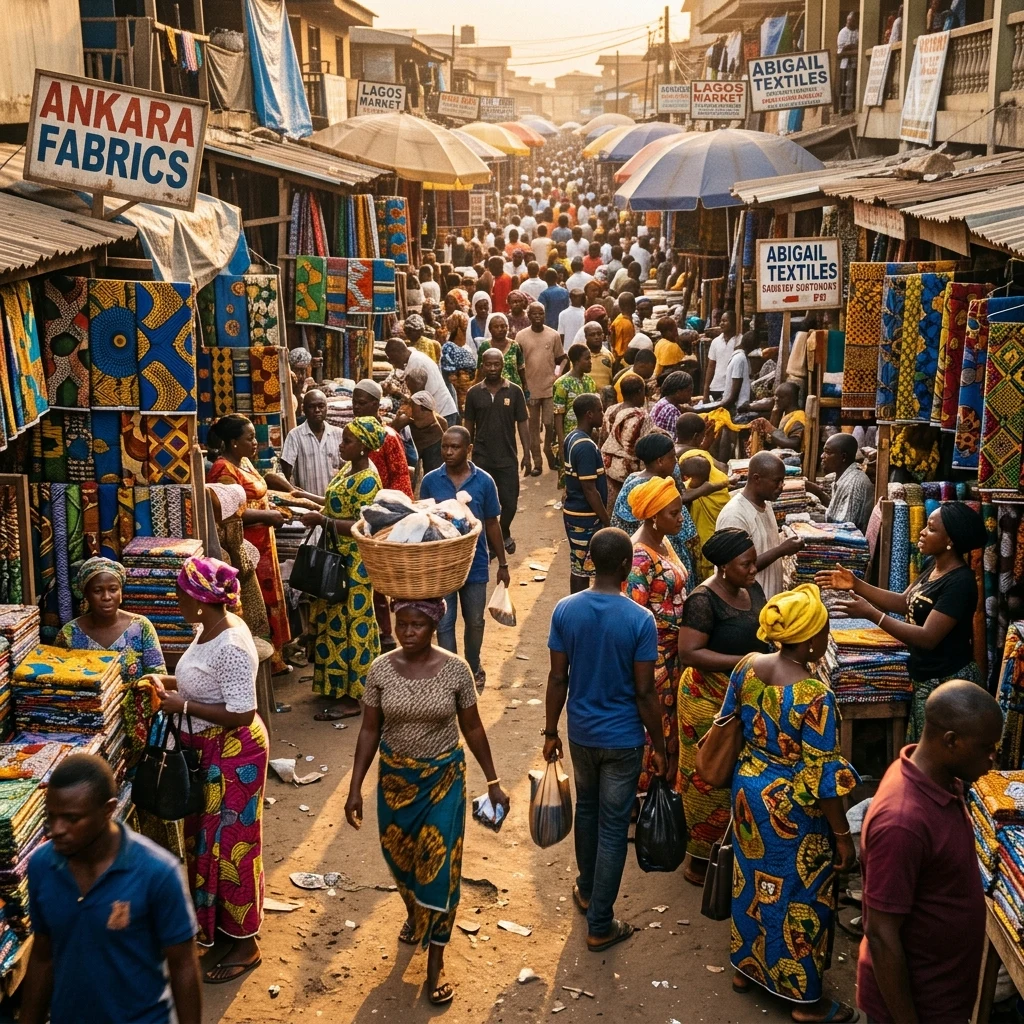 Colorful market stalls in the afternoon sun