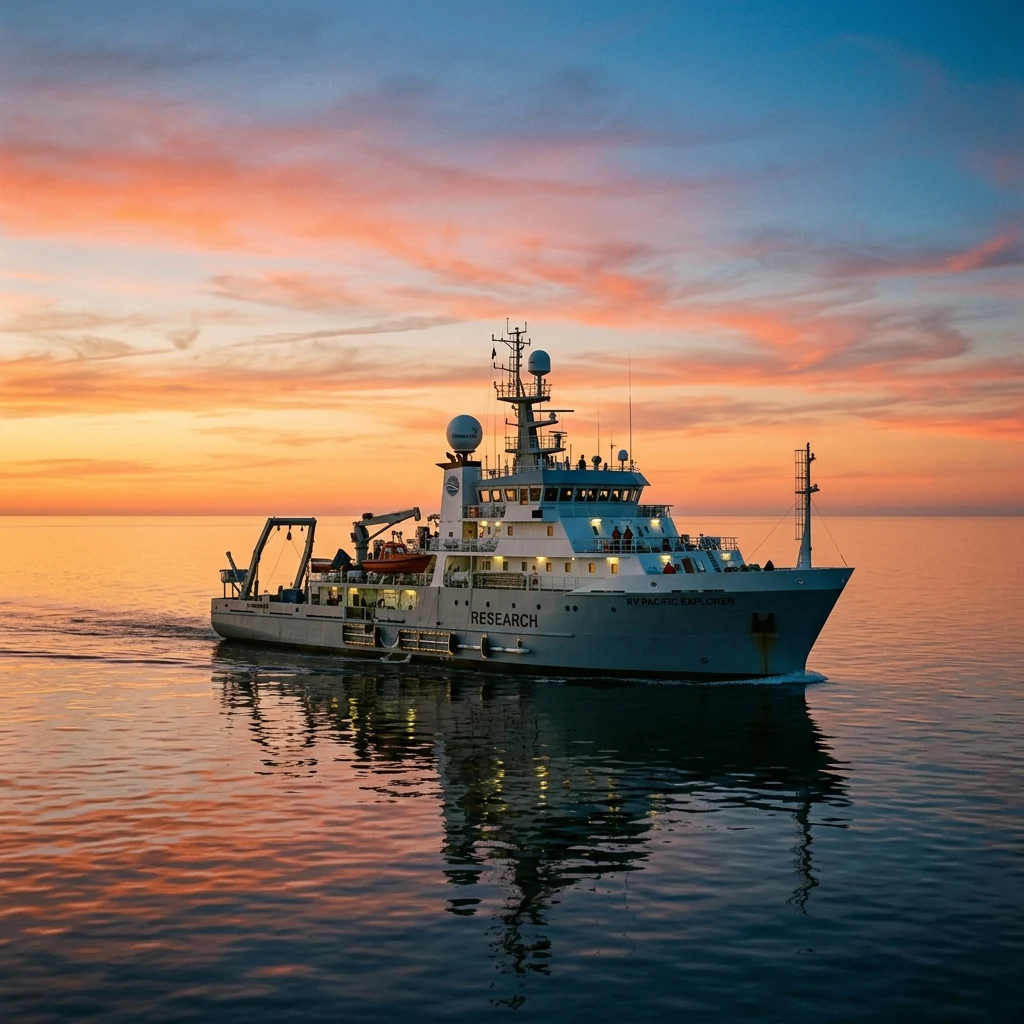 Research ship on a calm ocean