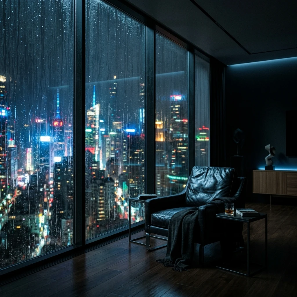 A high-rise apartment interior on the 120th floor