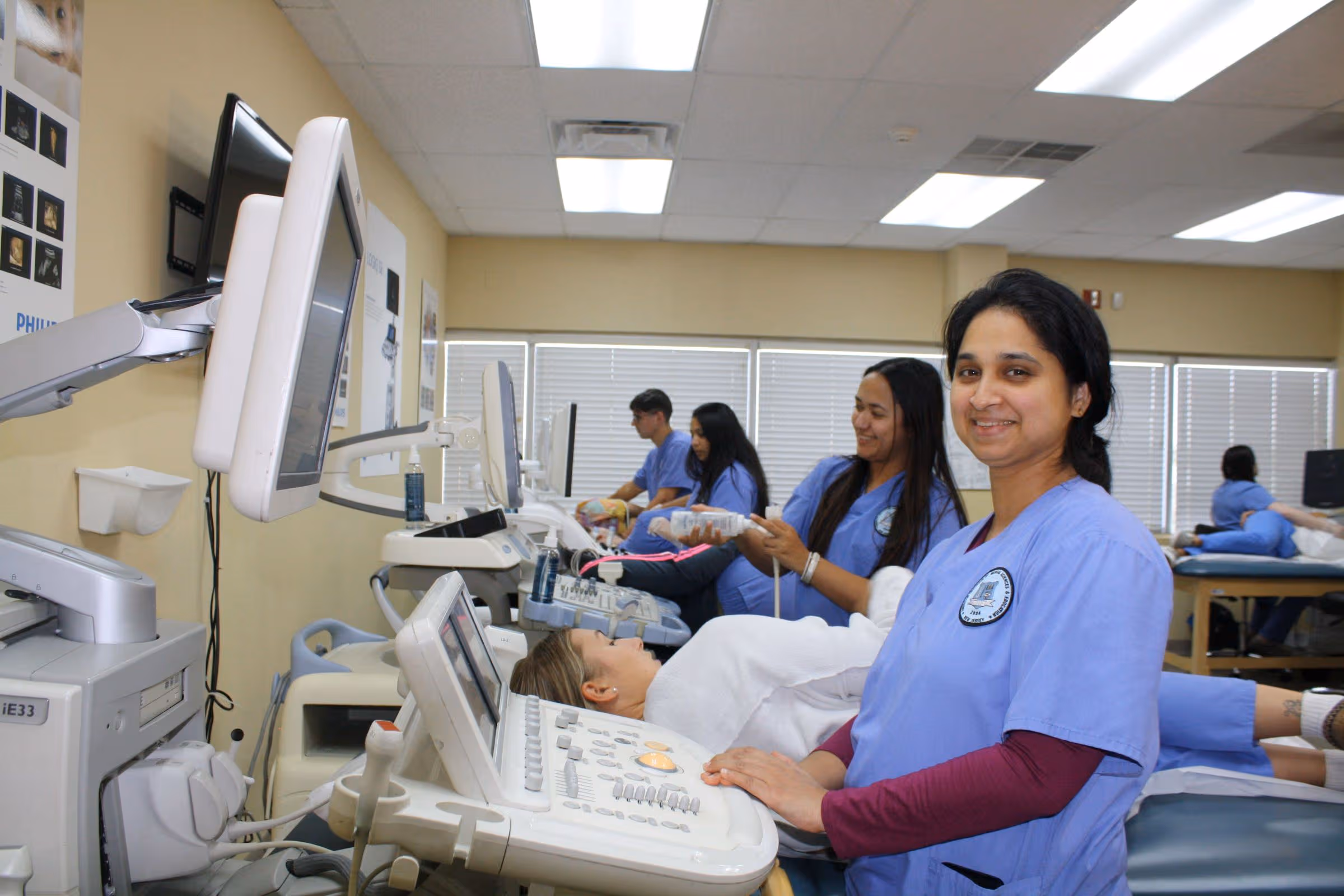 AIMS student in cardiac sonography lab