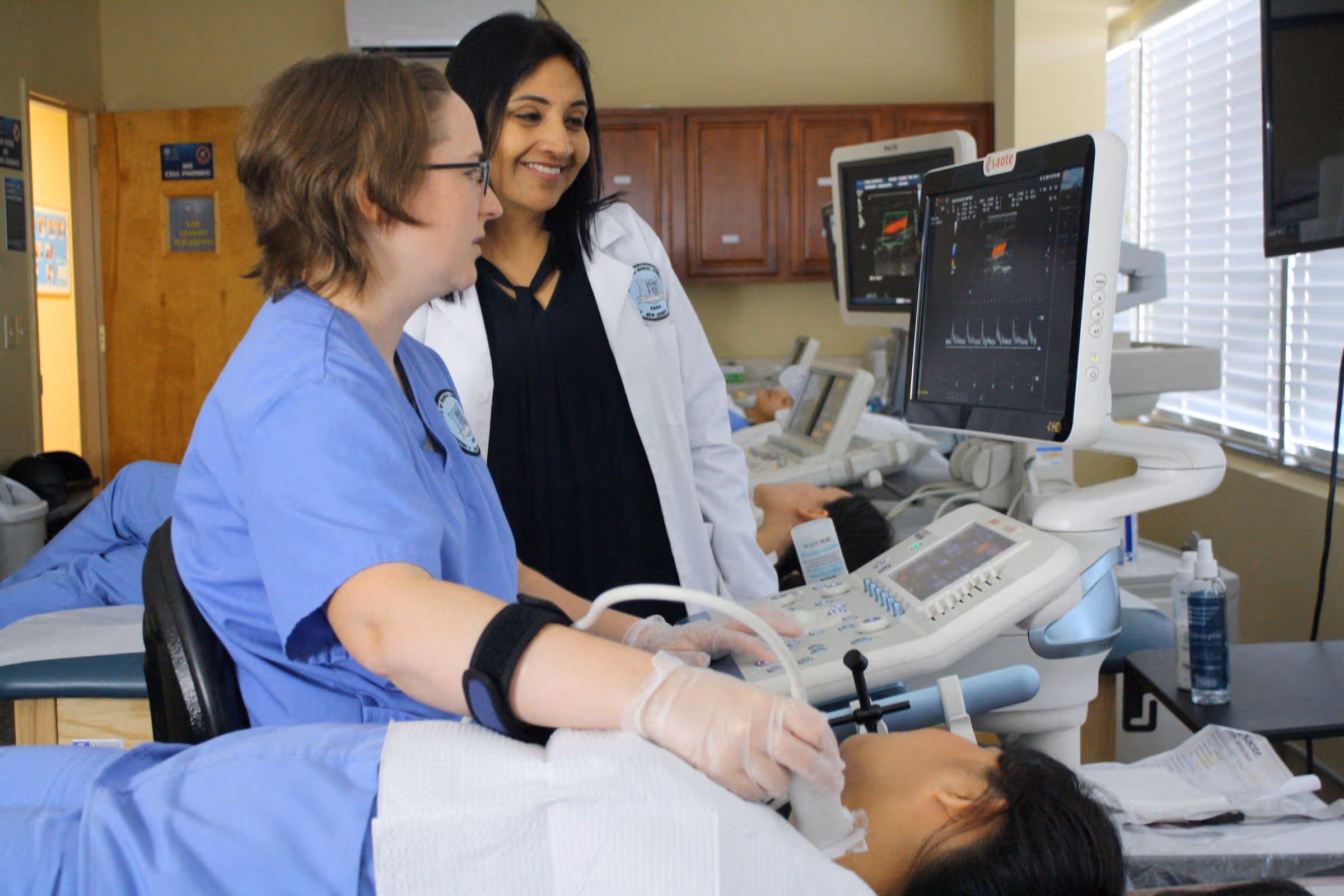 AIMS sonography student in ultrasound lab