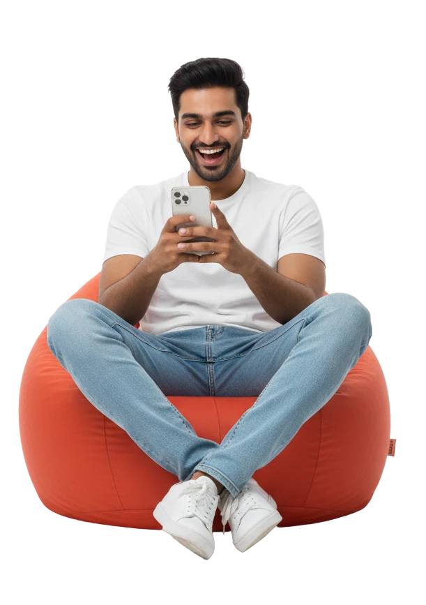 Man on beanbag