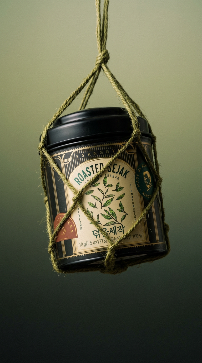 AI product shot of Thé Vert Sejak Bio - Ssangye (Grand Cru de Hadong) (티마스터캔 덖음세작)