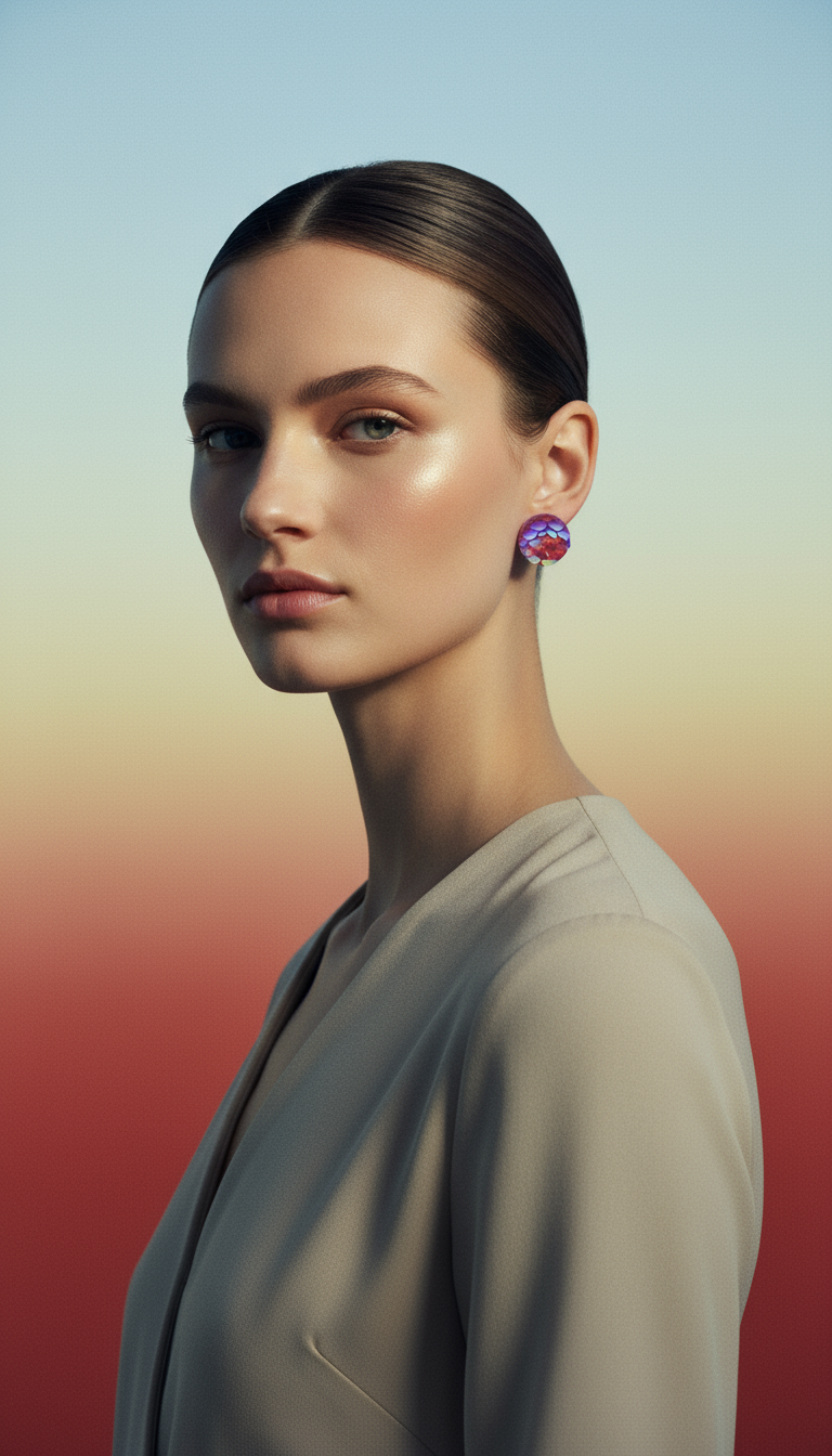 AI product shot of Mermaid Scale Stud Earrings, 8mm