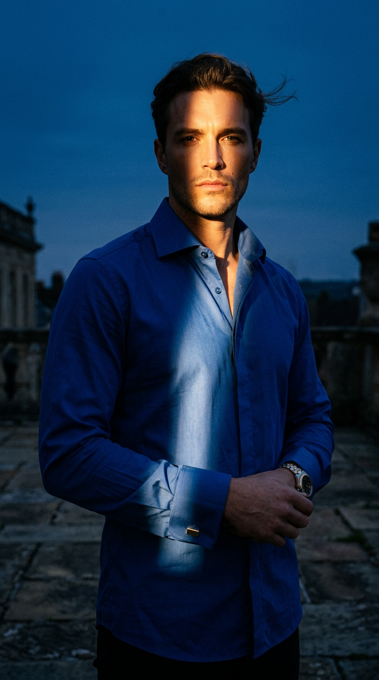 AI product shot of Blue Formal French Cuffs - Charlie 5