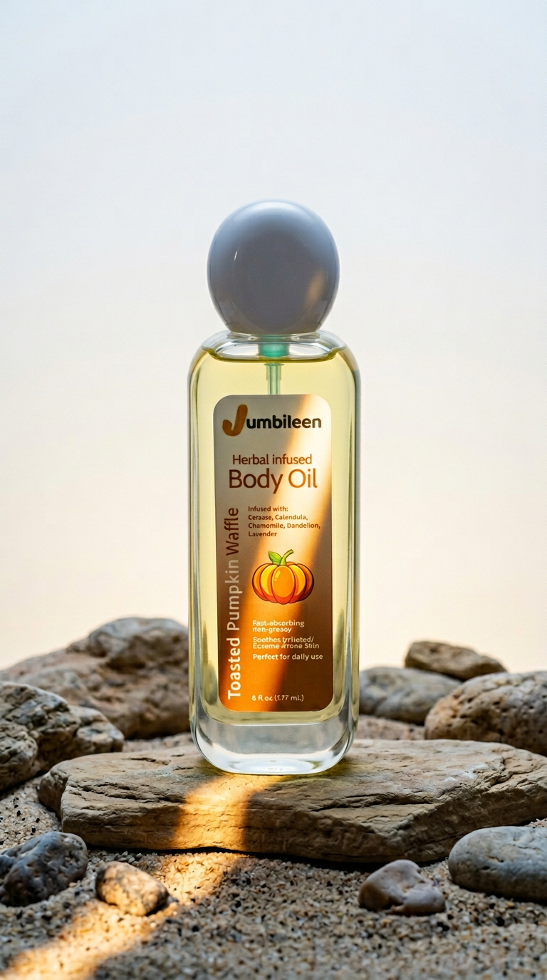 AI product shot of Toasted Pumpkin Waffle Herbal- Infused Body Oil
