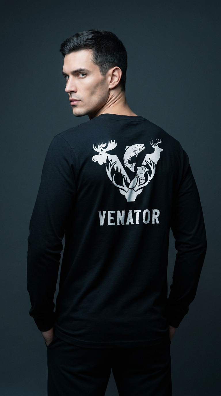 AI product shot of Venator Logo Men’s Long Sleeve T-Shirt