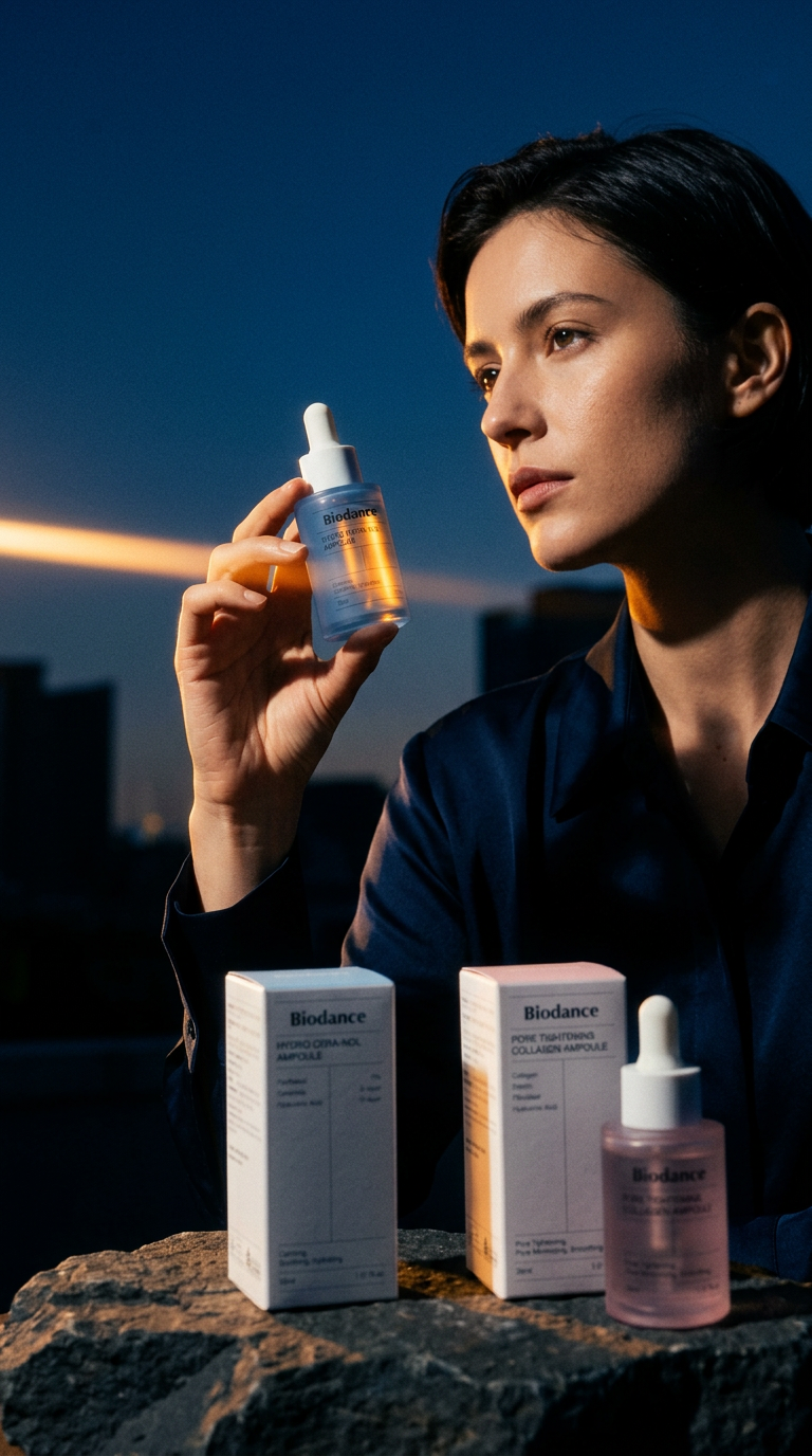 AI product shot of Biodance High Concentration Collagen Ampoule Serum - Anti-Aging Firming Face Serum