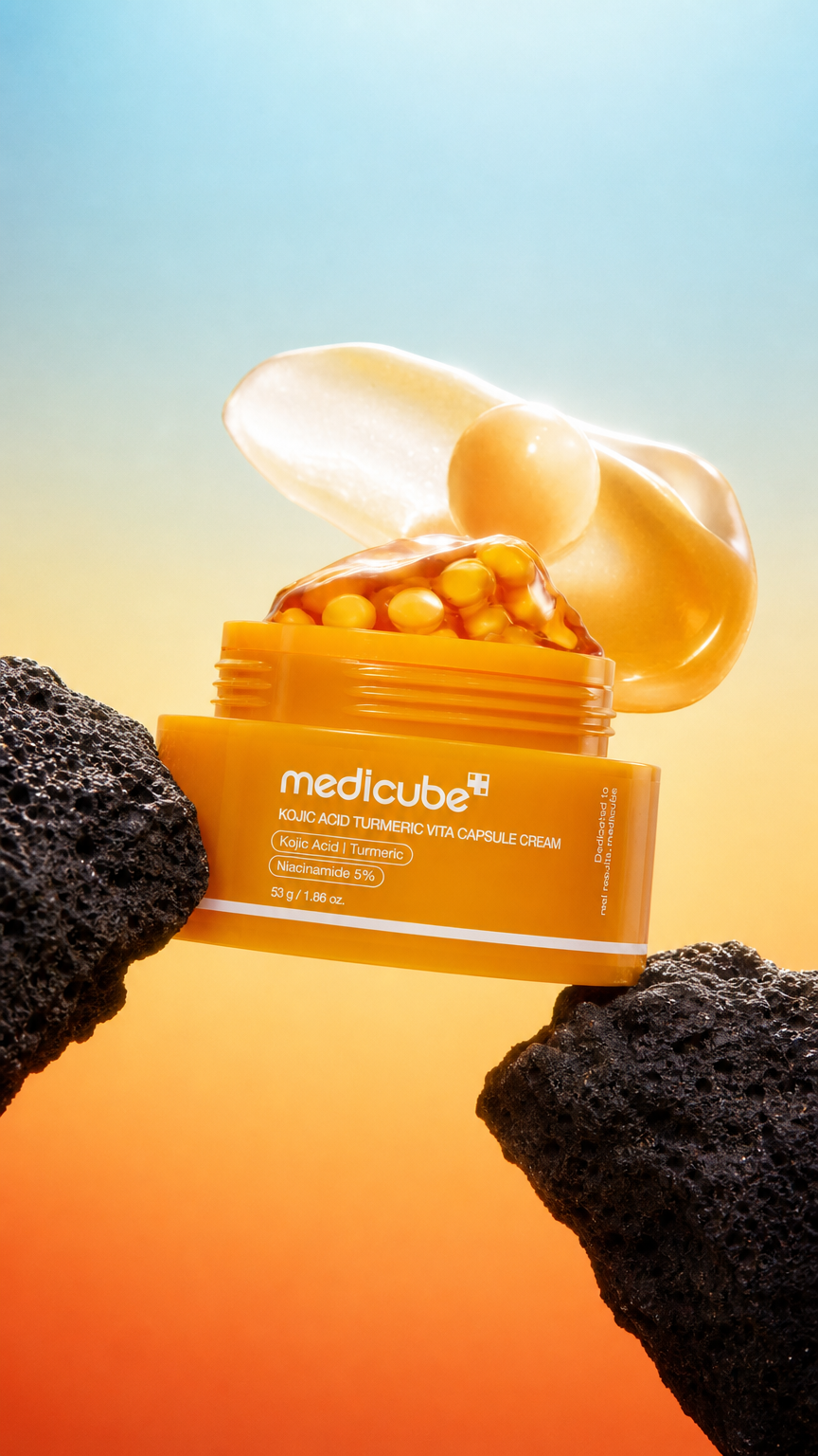 AI product shot of Kojic Acid Turmeric Vita Capsule Cream