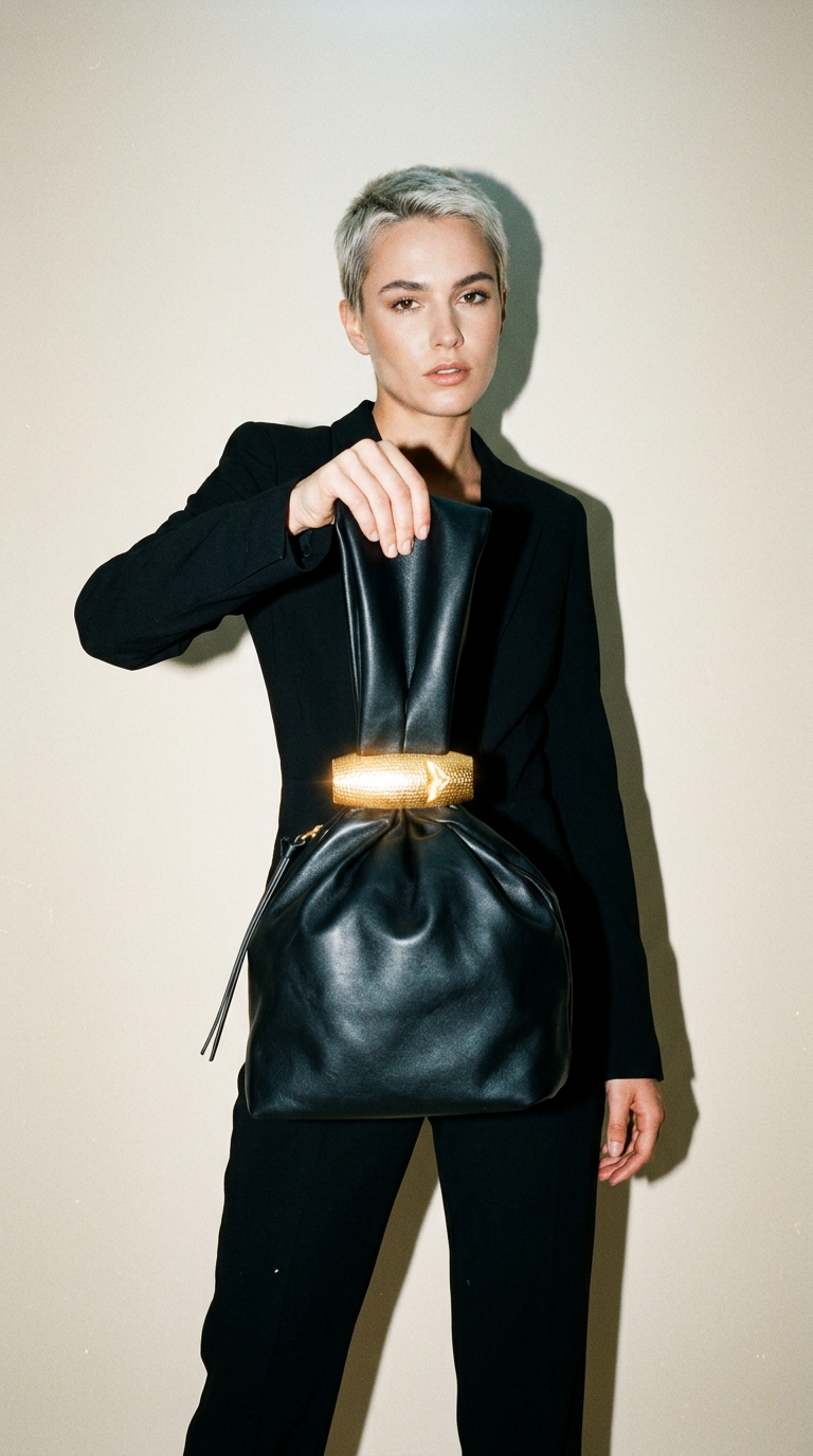 AI product shot of Cyrus The Great Wrist Bag - Black