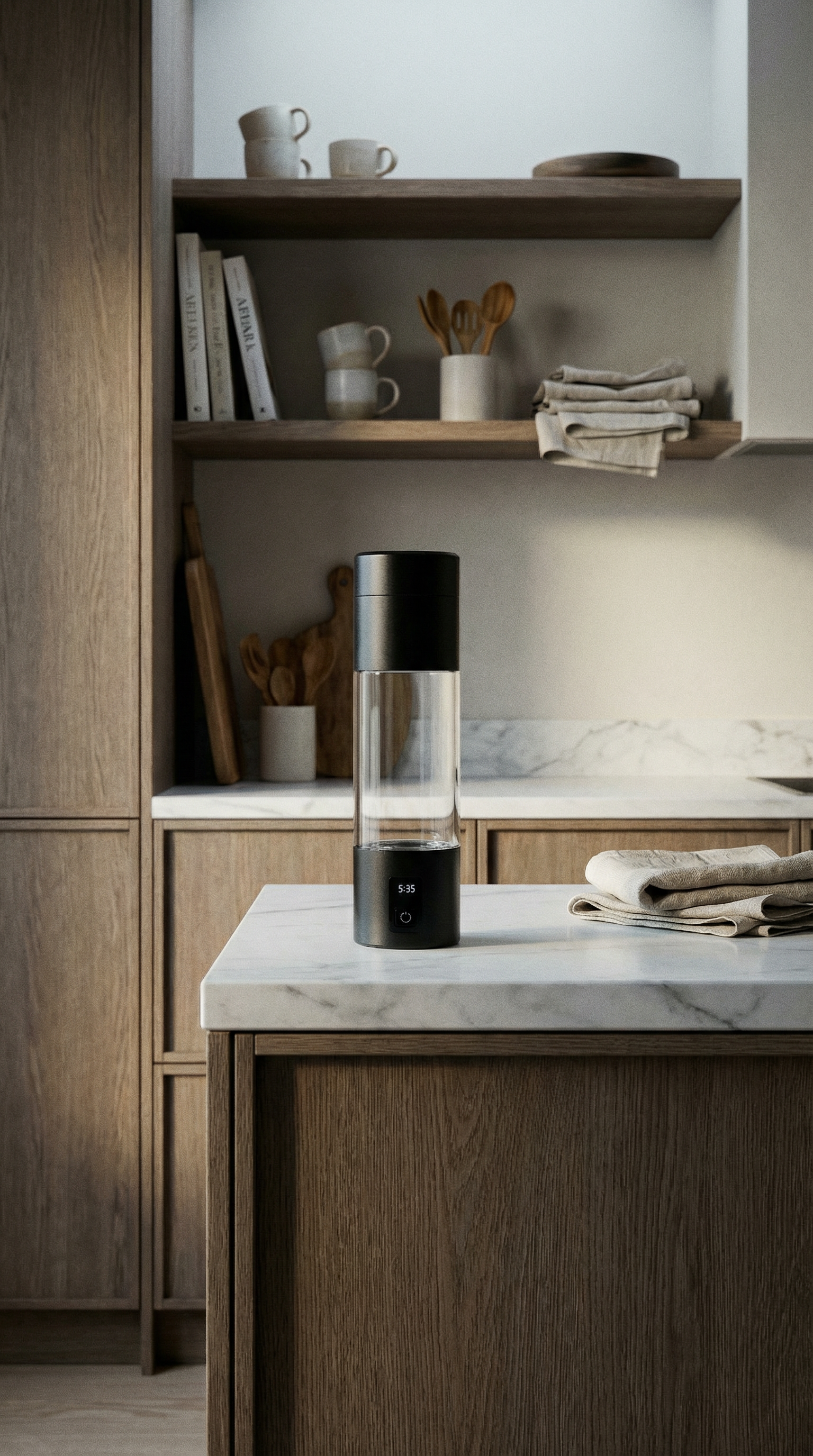 AI product shot of Ocemida Omni - Hydrogen Water Bottle with 5000 PPB