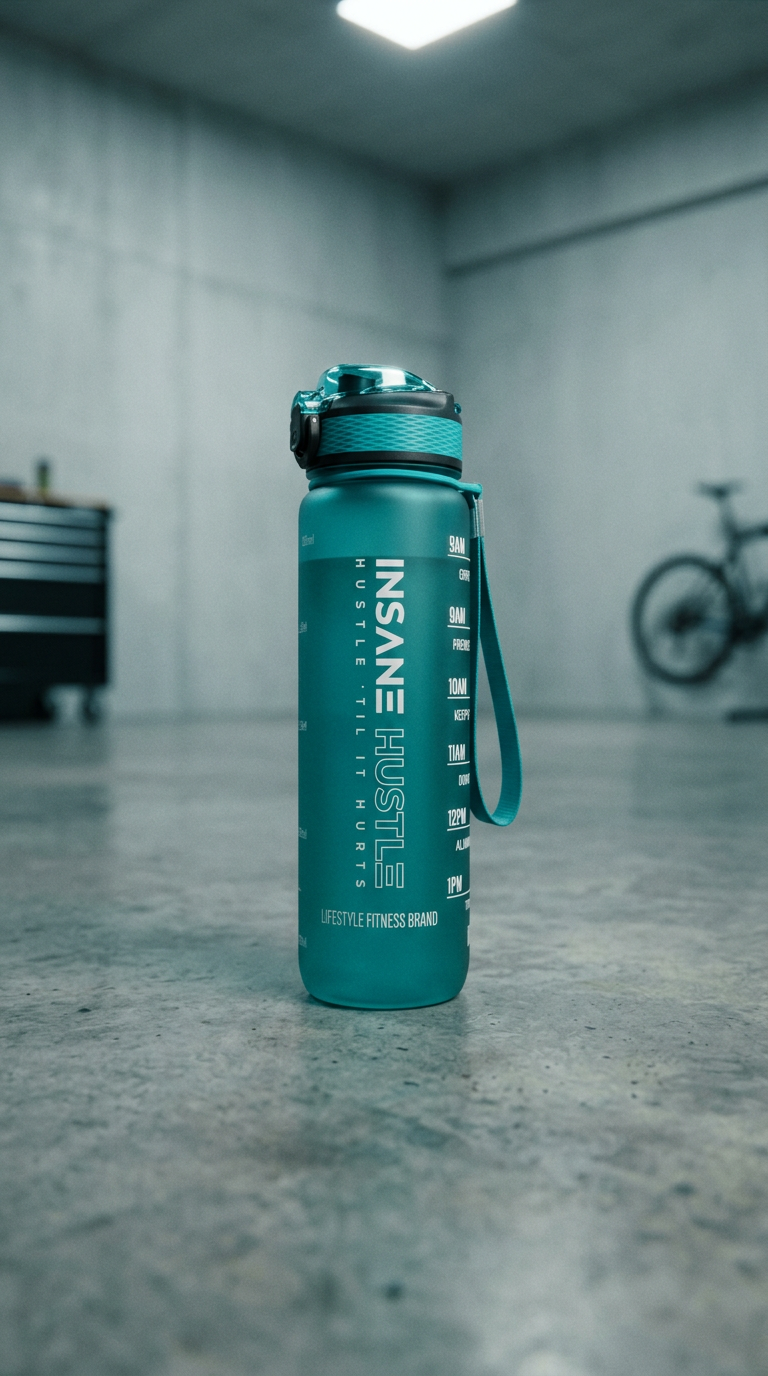 AI product shot of Insane Hustle 32oz Water Bottle (Teal)