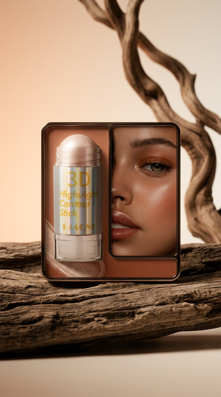 AI product shot of Luminous Cream Contour and Highlight Palette 3D Face Brightening Bronze Shimmer 6 Colors