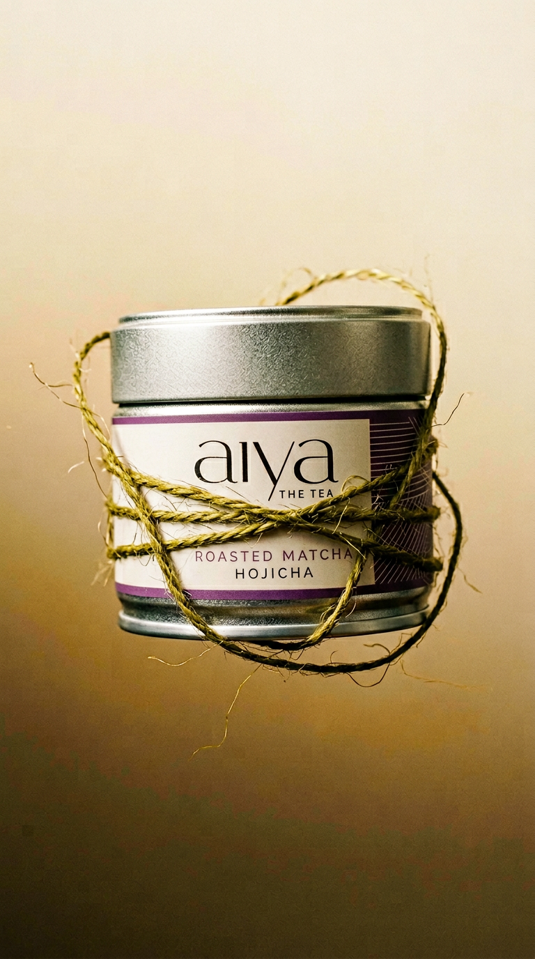 AI product shot of Organic Hojicha Roasted Matcha 30g