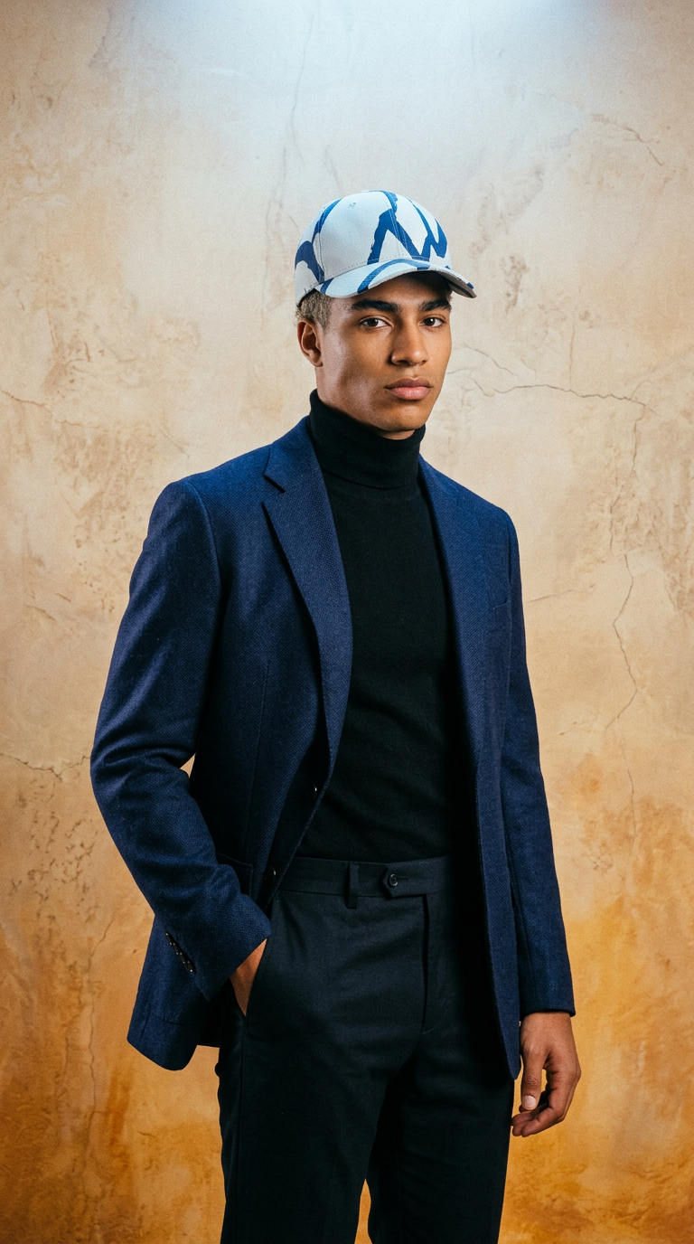 AI product shot of Blue Floral Cap