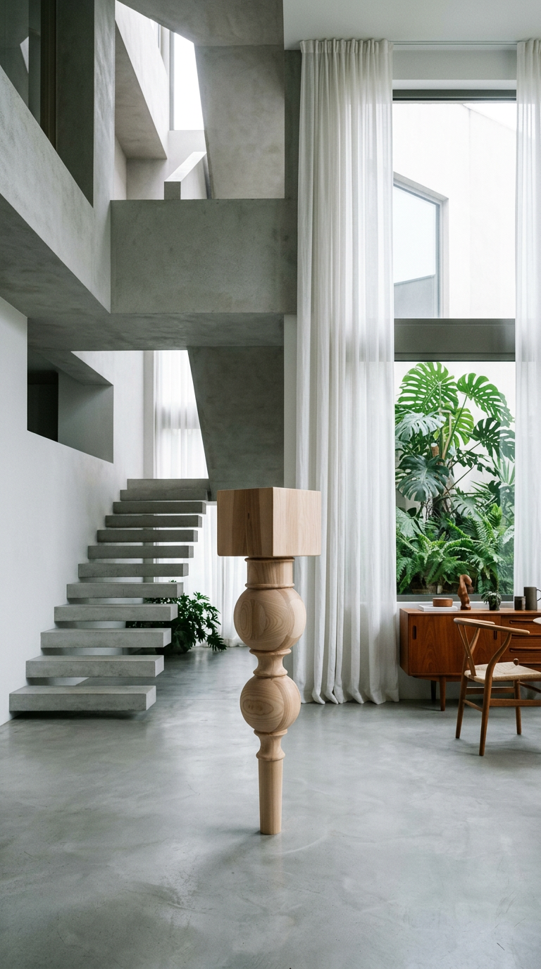 AI product shot of Wooden Breakfast Bar & Table Support Leg – Handmade Furniture Base, H890 mm (35.0 inch)