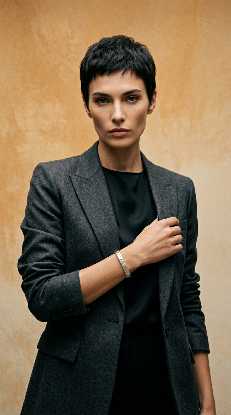 AI product shot of Toned Arrow motif bangle bracelet