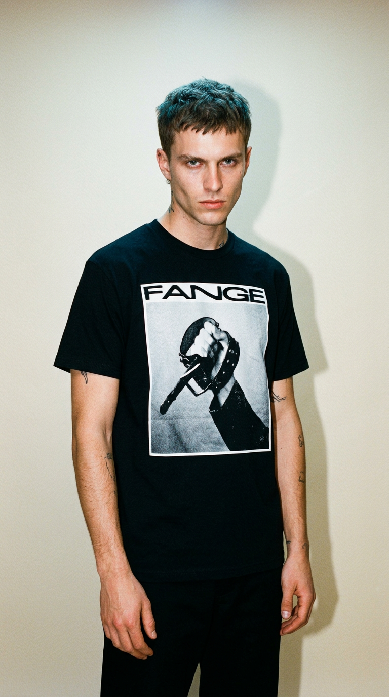 AI product shot of Fange "Discipline" Black T-Shirt