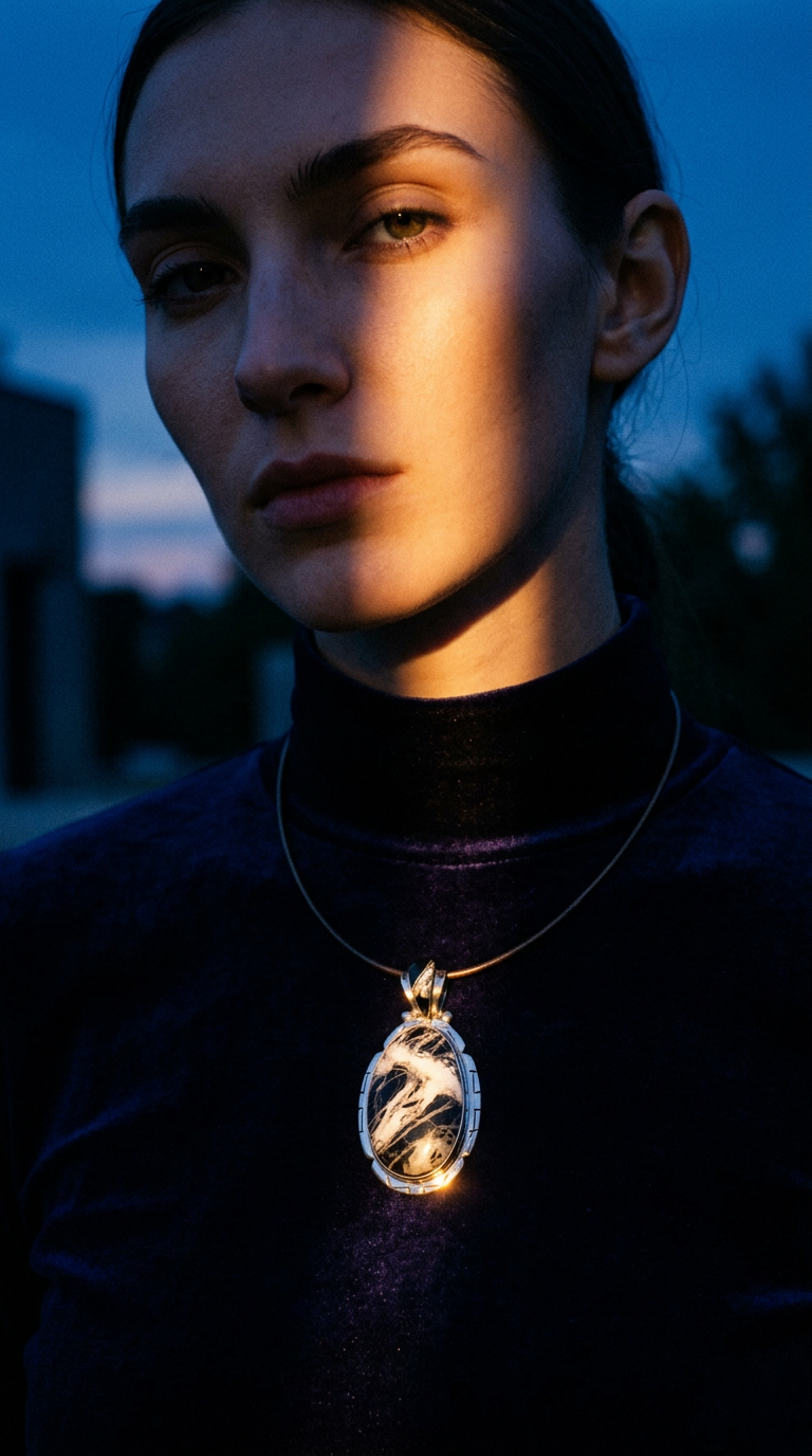 AI product shot of Stone • White Buffalo Stone Pendant Three