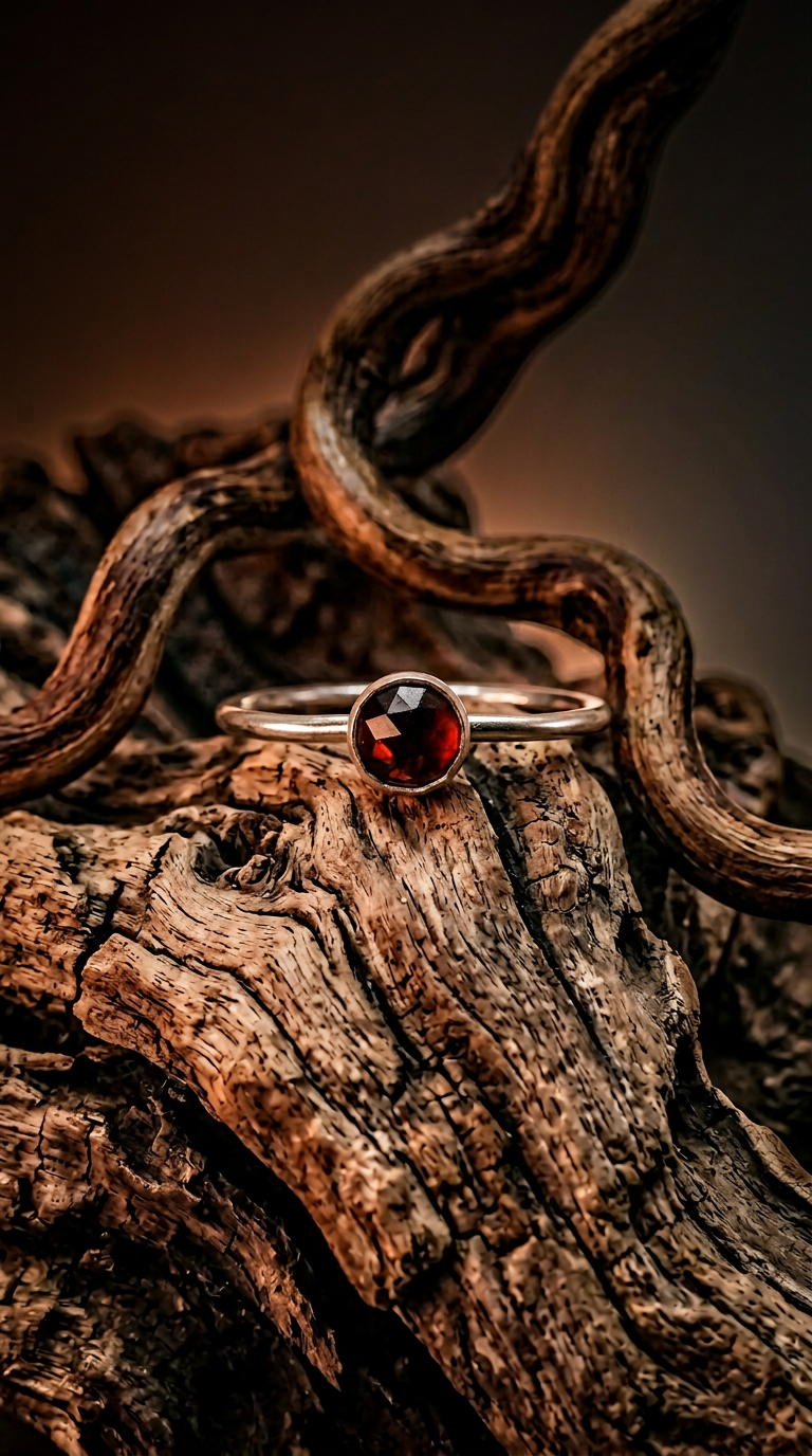 AI product shot of Rose Cut Hessonite Garnet Ring - Made to Order